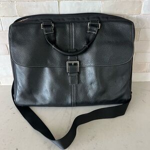Boconi black leather slim messenger bag